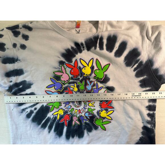 Playboy x Color Bars Spiral Tie-Dye Crewneck Sweatshirt Y2K Size L Unisex - Picture 4 of 6